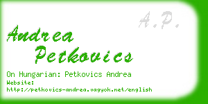 andrea petkovics business card